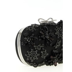 'Black Satin Floral Crystal' clutch