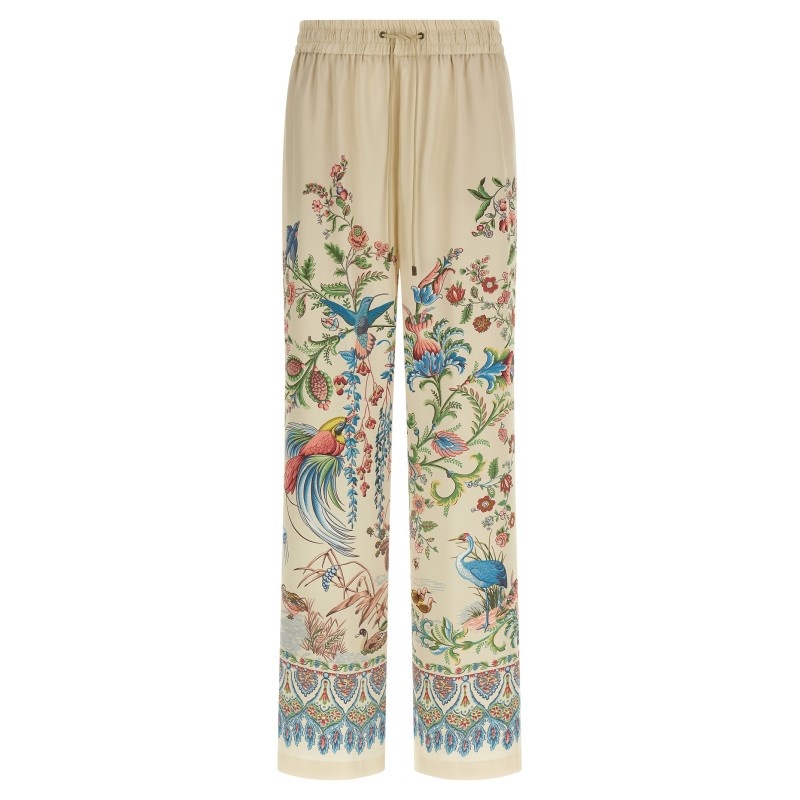 Flora and fauna printed trousers