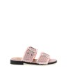 'Feminine Buckle Fringed Denim' sandals