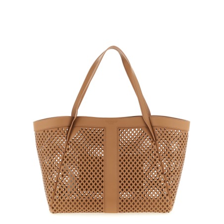 Openwork leather shopping bag