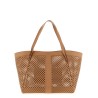 Openwork leather shopping bag