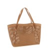 Openwork leather shopping bag