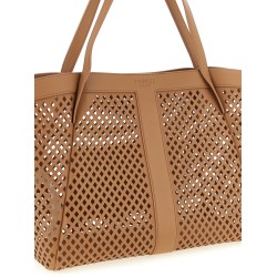 Openwork leather shopping bag
