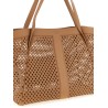 Openwork leather shopping bag