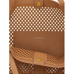 Openwork leather shopping bag
