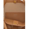 Openwork leather shopping bag