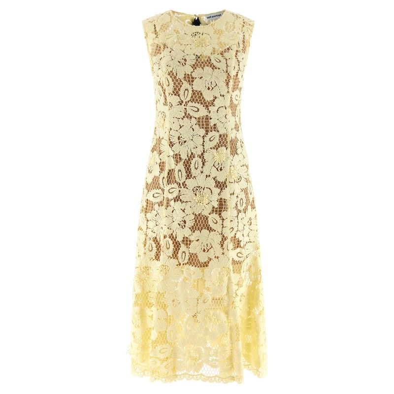 'Yellow crochet lace' midi dress