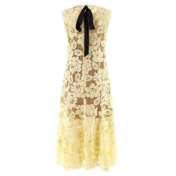 'Yellow crochet lace' midi dress