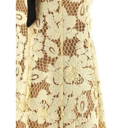 'Yellow crochet lace' midi dress