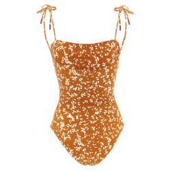 One-piece swimsuit off the shoulder
