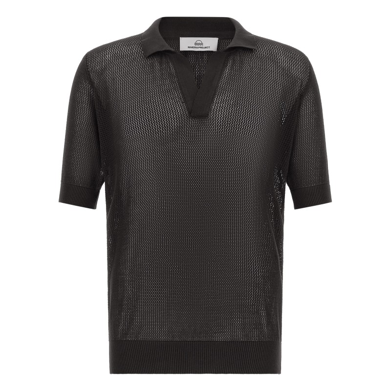 Openwork cotton polo shirt