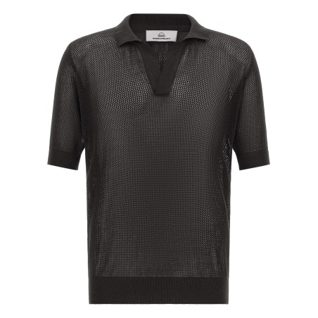 Openwork cotton polo shirt