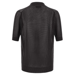 Openwork cotton polo shirt