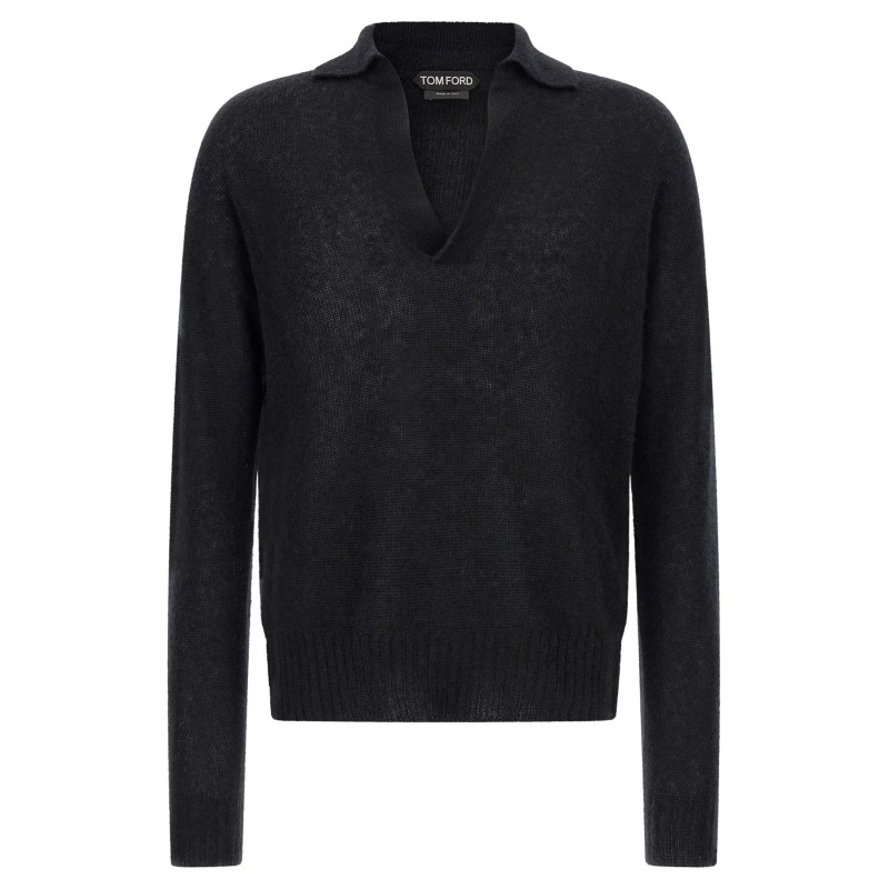 Cashmere and silk polo shirt