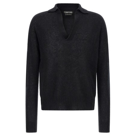 Cashmere and silk polo shirt