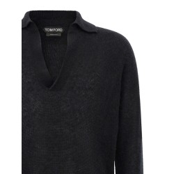 Cashmere and silk polo shirt