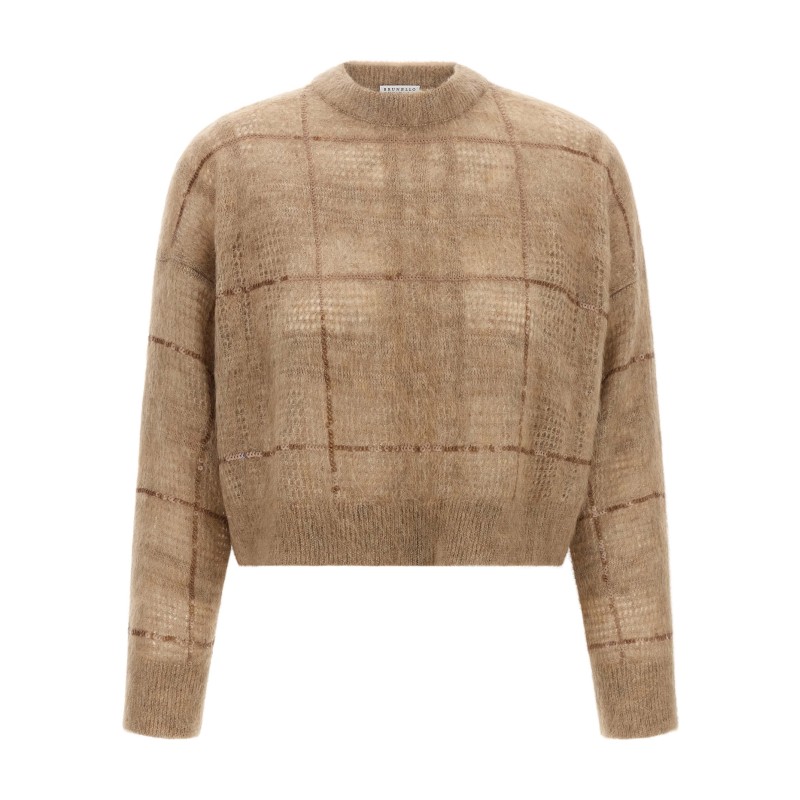 Sequin check sweater