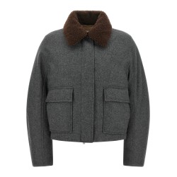 Shearling collar cropped jacket