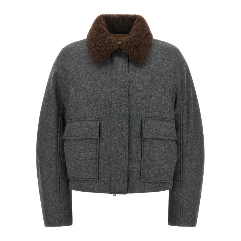 Shearling collar cropped jacket
