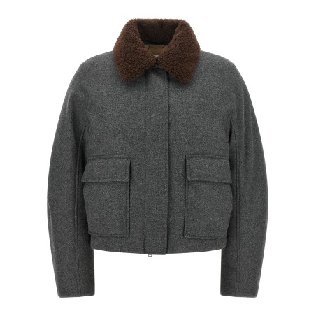 Shearling collar cropped jacket