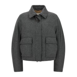 Shearling collar cropped jacket
