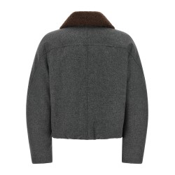 Shearling collar cropped jacket