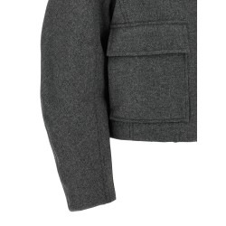 Shearling collar cropped jacket