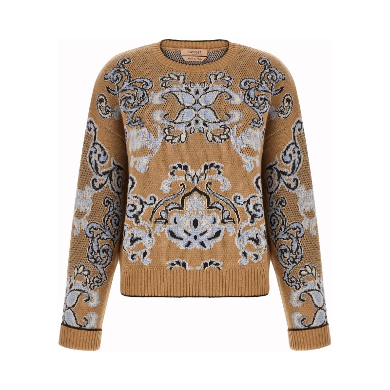 Jacquard wool blend sweater