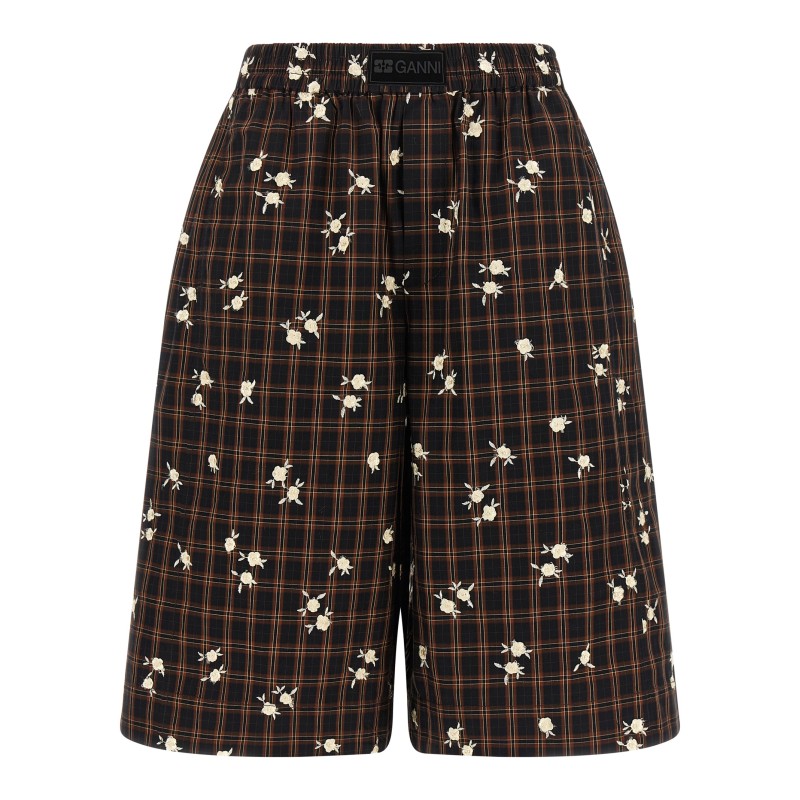 'Check Flower' bermuda shorts