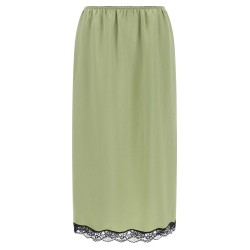 Satin froissé and lace skirt