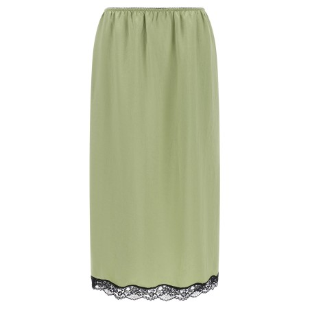 Satin froissé and lace skirt