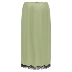 Satin froissé and lace skirt