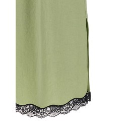 Satin froissé and lace skirt