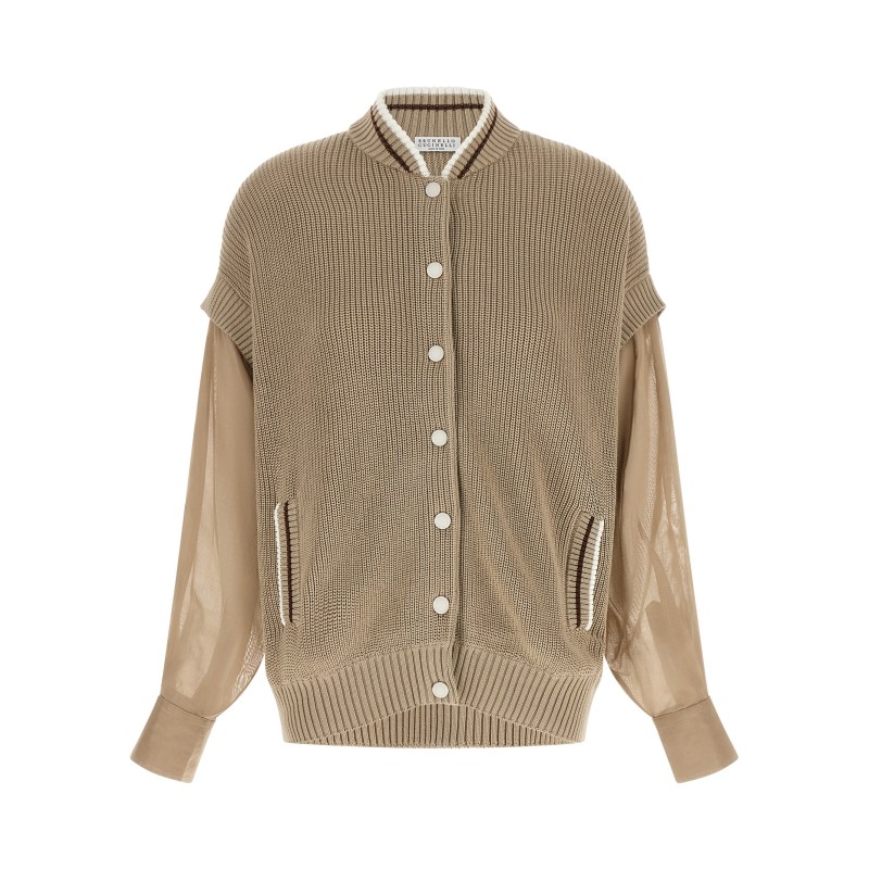 Organza sleeve cardigan