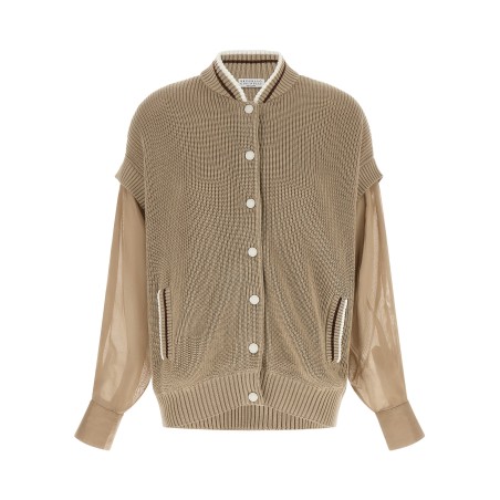 Organza sleeve cardigan
