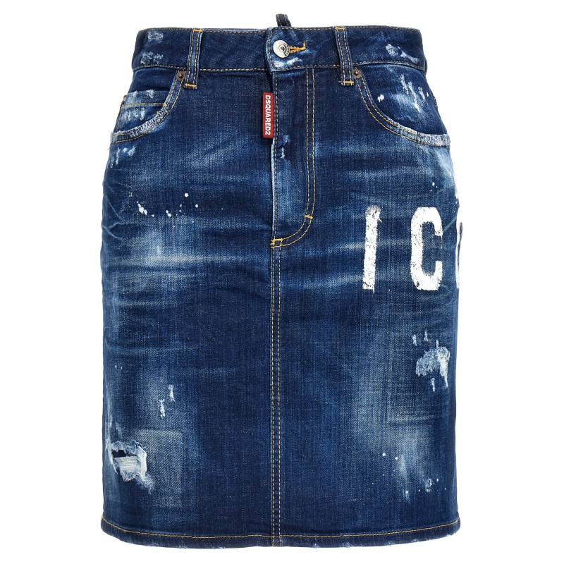 'Icon Spray' denim skirt