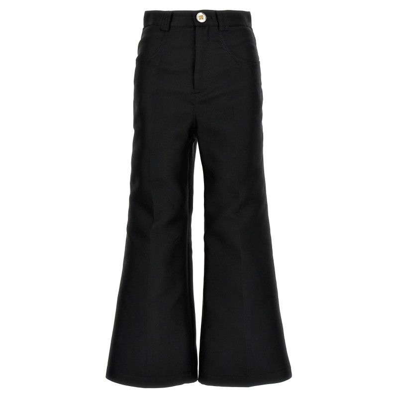 Cropped silk blend pants