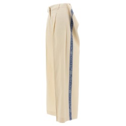 Logo band panel pants