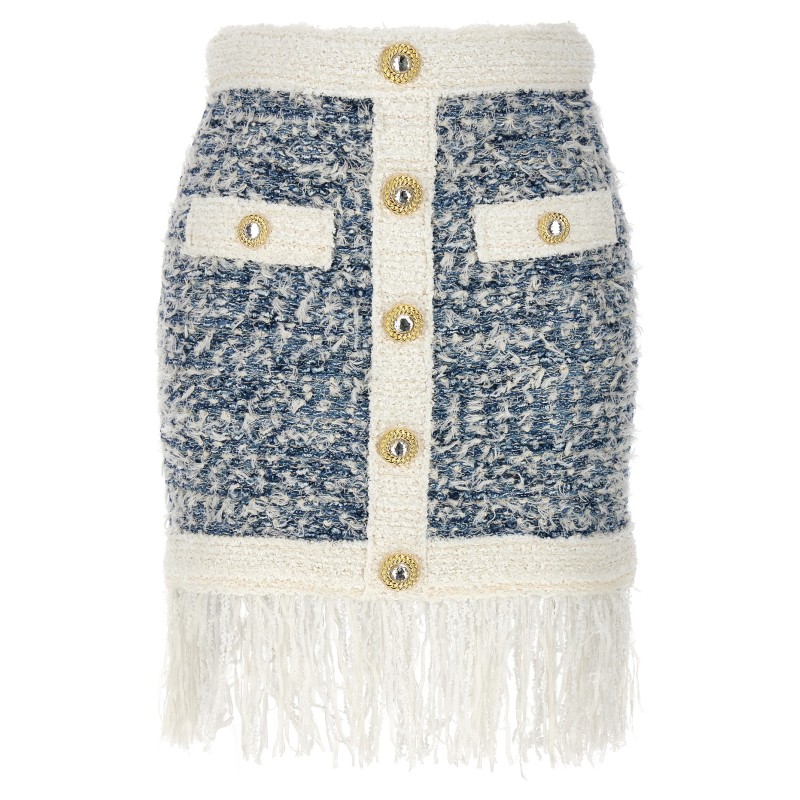 Fringed tweed skirt