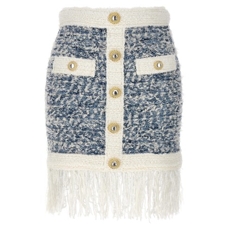 Fringed tweed skirt