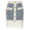 Fringed tweed skirt