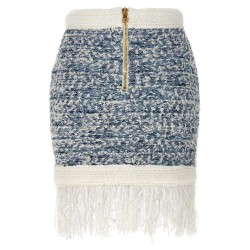 Fringed tweed skirt