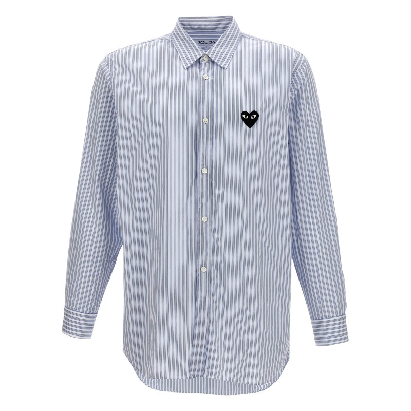 Logo patch striped shirt