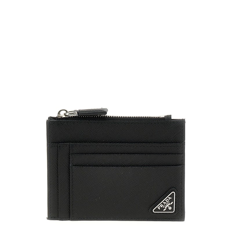 Saffiano logo card holder