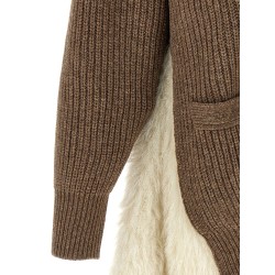 Two-material cardigan