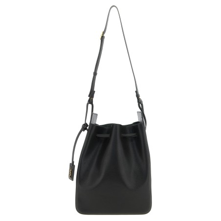 Large leather bucket bag
