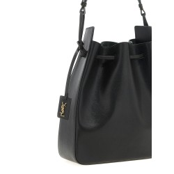 Large leather bucket bag