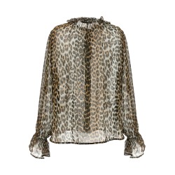 'Leopard Print Chiffon Tie String' shirt