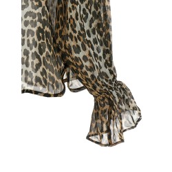 'Leopard Print Chiffon Tie String' shirt