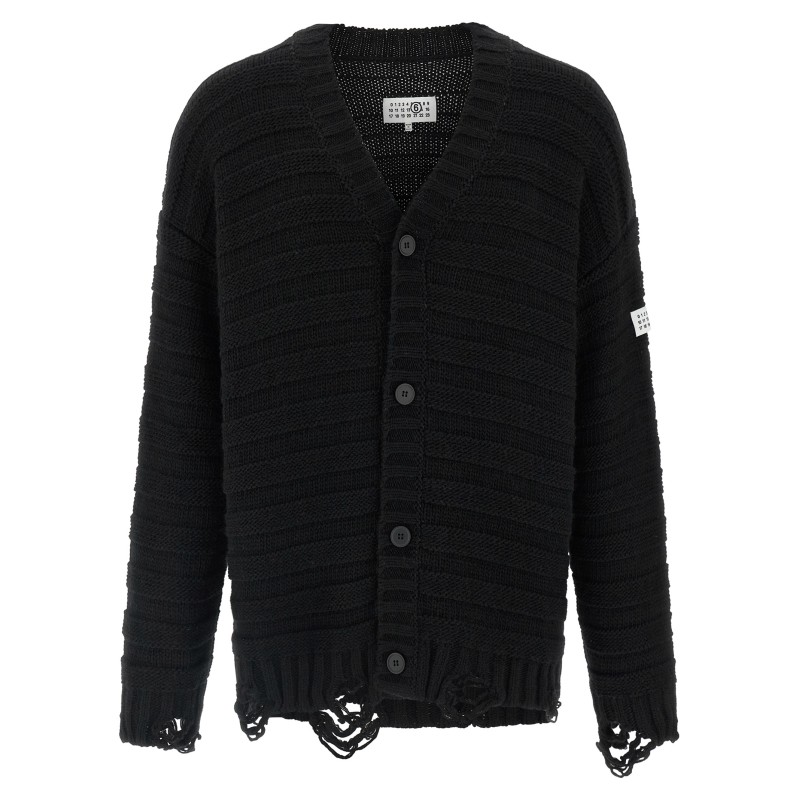 Distressed wool cardigan